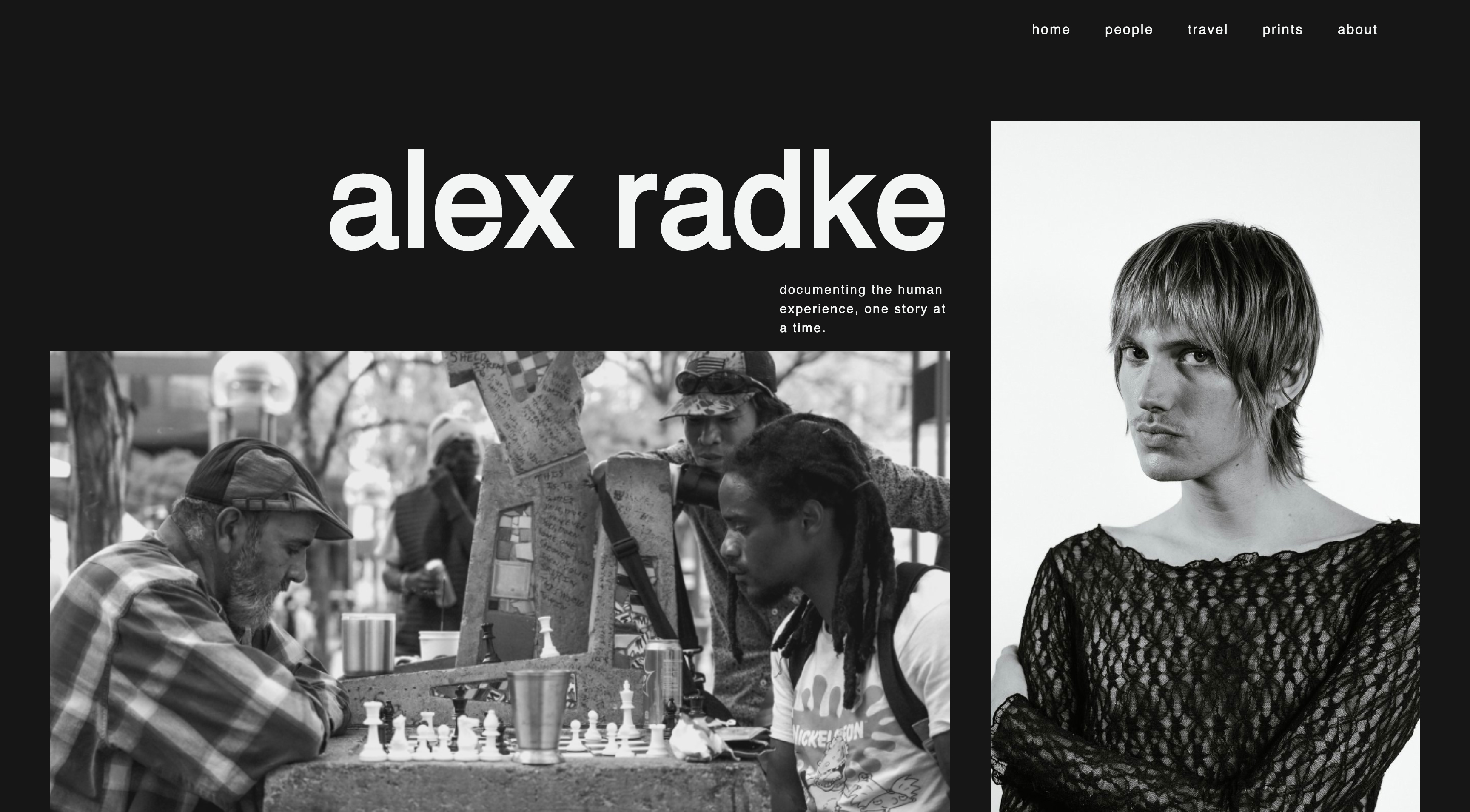 picture of Alex Radke's website that Knit Studios Created